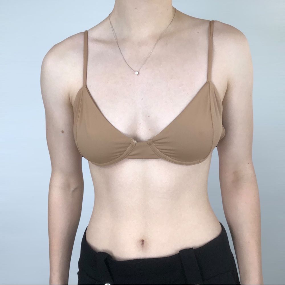 ARO Swim Top Tan Size L Bathing Suit Summer Swim Recycled